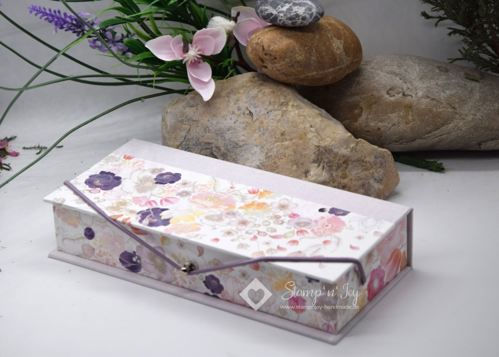 Stifte-Schachtel mit Klappdeckel ca. 21x10x4cm | floral | flieder | Art. Nr. 97040403